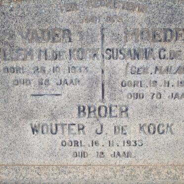 KOCK Willem M., de -1933 &amp; Susanna G. MALAN -1944 :: DE KOCK -1933