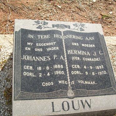LOUW Johannes P.A. 1888-1960 &amp; Hermina J.C. CONRADIE 1893-1972