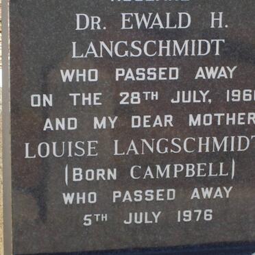 LANGSCHMIDT Ewald H. -1966 &amp; Louise CAMPBELL -1976