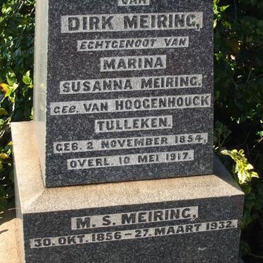 MEIRING Dirk 1854-1917 &amp; Marina Susanna VAN HOOGENHOUCK TULLEKEN 1856-1932