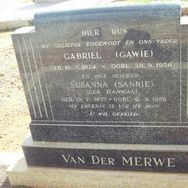 MERWE Gabriel, van der 1874-1956 &amp; Susanna HAMMAN 1873-1958