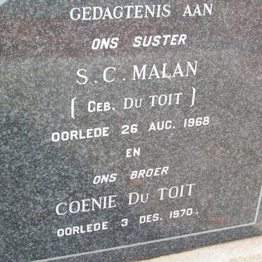 MALAN S.C. nee DU TOIT -1968 :: DU TOIT Coenie -1970
