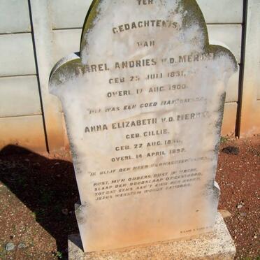 MERWE Carel Andries, v.d. 1831-1900 &amp; Anna Elizabeth CILLIE 1835-1897
