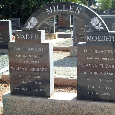 MILLEN William Richard 1898-1972 &amp; Susanna Elizabeth DU PLESSIS 1906-1997