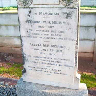 MEIRING Jacobus W.H. 1827-1917 &amp; Aletta M.E. VAN HEERDEN 1837-1903