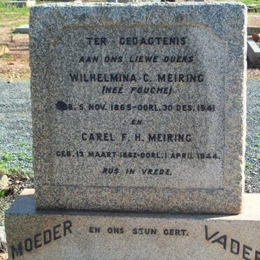MEIRING  Carel F.H. 1862-1944 &amp; Wilhelmina C. FOUCHE 1865-1941 :: MEIRING Gert