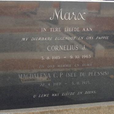 MARX Cornelius J. 1915-1963 &amp; Magdalena C.P. DU PLESSIS 1917-1973