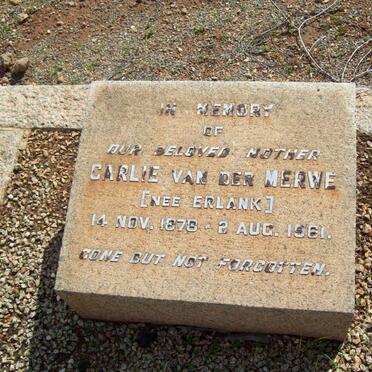 MERWE Carlie, van der nee ERLANK 1878-1961