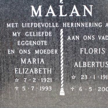 MALAN Floris Albertus 1916-2000 &amp; Maria Elizabeth 1921-1993