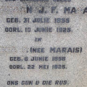 MARAIS ?nstiaan J.F. 1855-1925 &amp; Anna MARAIS 1858-1925
