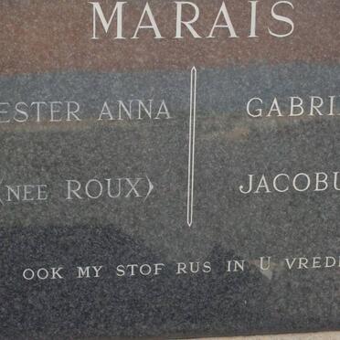 MARAIS Gabriel Jacobus &amp; Hester Anna ROUX