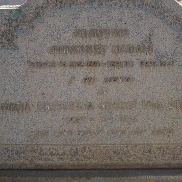 MARAIS Francois Johannes 1881-1951 &amp; Maria Charlotta STALS -1955