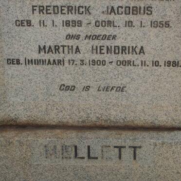 MELLETT Frederick Jacobus 1899-1955 &amp; Martha Hendrika MINNAAR 1900-1981