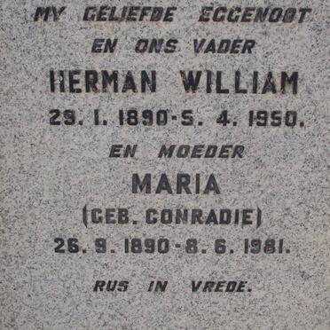 MEYERIDRICKS Herman William 1890-1950 &amp; Maria CONRADIE 1890-1981