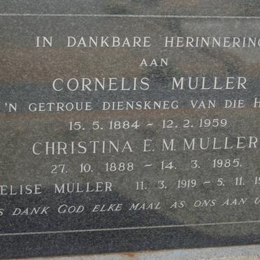 MULLER Cornelis 1884-1959 &amp; Christina E.M. 1888-1985 :: MULLER Elise 1919-1985