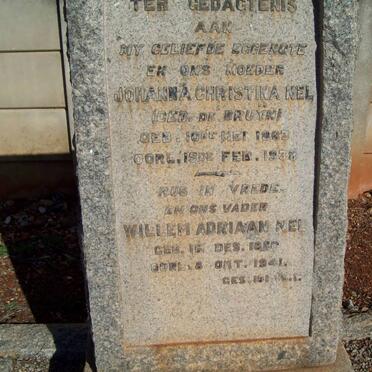 NEL Willem Adriaan 18??-1941 &amp; Johanna Christina DE BRUYN 1863-1938