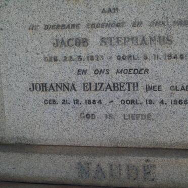 NAUDÉ Jacob Stephanus 1873-1948 &amp; Johanna Elizabeth GLEASER 1884-1966