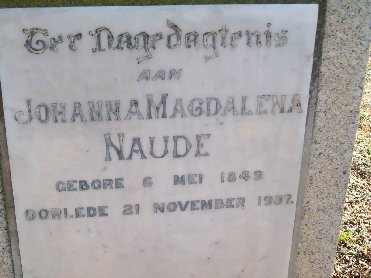 NAUDE Johanna Magdalena 1849-1937