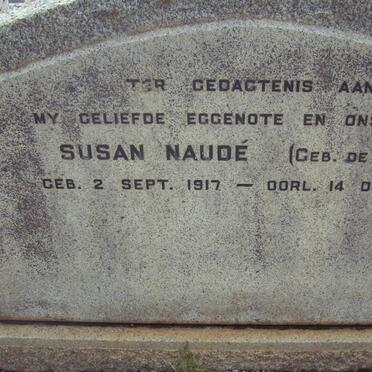 NAUDE Susan nee DE WET 1917-1962