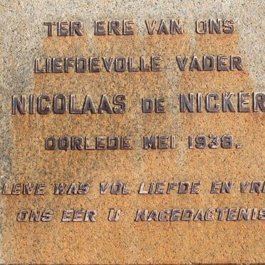 NICKER Nicolaas, de -1938