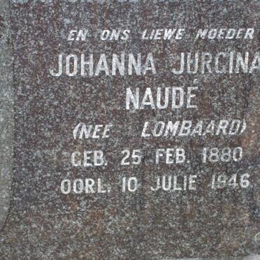 NAUDE Alwyn P.B. 1881-1933 &amp; Johanna Jurgina LOMBAARD 1880-1946 :: NAUDE Lucia 1910-1921