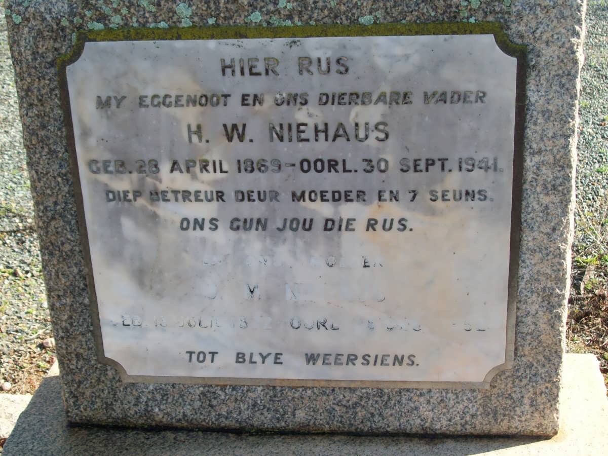 NIEHAUS H.W. 1869-1941 :: NIEHAUS ? M. 1872-1952