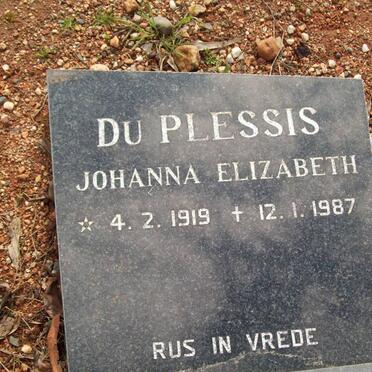 PLESSIS Johanna Elizabeth, du 1919-1987