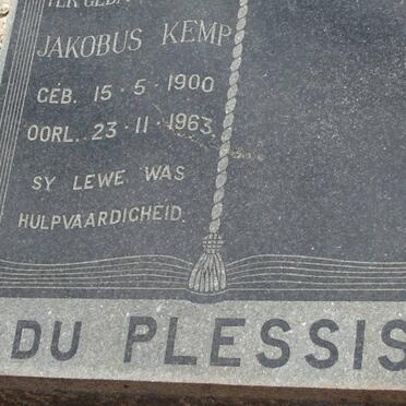 PLESSIS Jakobus Kemp, du 1900-1963