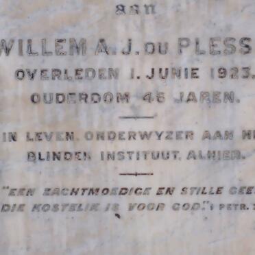 PLESSIS Willem A.J., du -1923