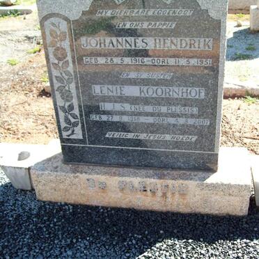 PLESSIS Johannes Hendrik, du 1916-1951 &amp; H.J.S. KOORNHOF nee DU PLESSIS 1918-2007
