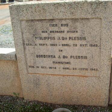 PLESSIS Philipus J., du 1865-1942 &amp; Dorothea J. HAMILTON 1874-1943