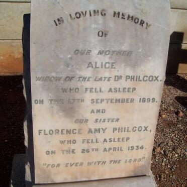 PHILCOX Alice -1899 :: PHILCOX Florence Amy -1934