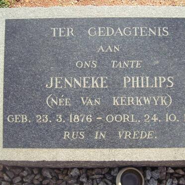 PHILIPS Jenneke nee VAN KERKWYK 1876-1958