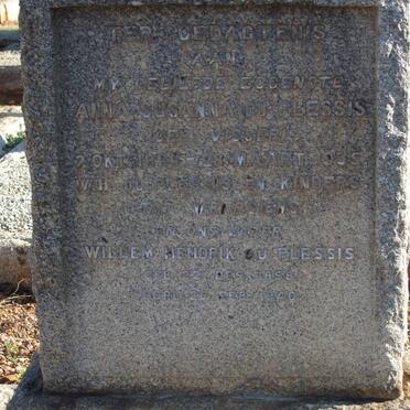 PLESSIS Willem Hendrik, du 1858-1940 &amp; Anna Susanna VISSER 1866-1935