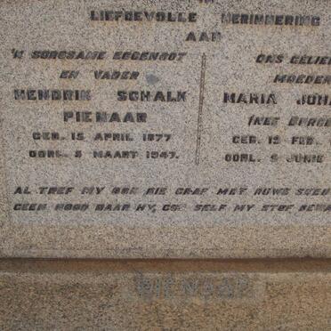 PIENAAR Hendrik Schalk 1877-1947 &amp; Maria Johanna BURGER 1878-1957