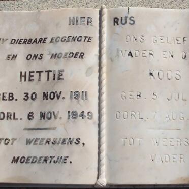 PLESSIS Koos, du 1911-1993 &amp; Hettie 1911-1949