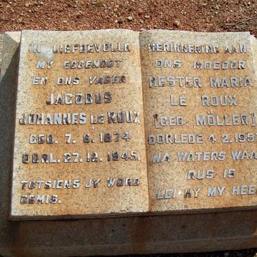 ROUX Jacobus Johannes, le 1874-1945 &amp; Hester Maria MÖLLER -1957
