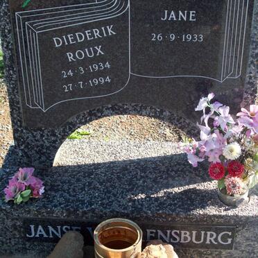 RENSBURG Diederik Roux, Janse van 1934-1994 &amp; Jane 1933-