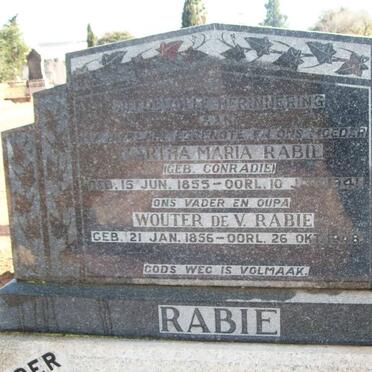 RABIE Wouter de V. 1856-1948 &amp; Martha Maria CONRADIE 1855-1941