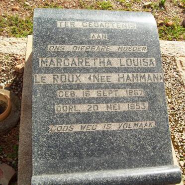 ROUX Margaretha Louisa, le nee HAMMAN 1867-1953