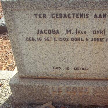 ROUX Jacoba M. nee VAN DYK 1902-1961