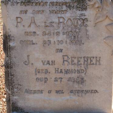 ROUX P.A., le 1881-1918 :: VAN REENEN J. nee HAMMOND