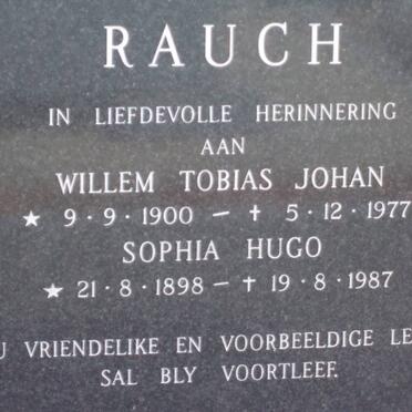 RAUCH Willem Tobias Johan 1900-1977 &amp; Sophia Hugo 1898-1987