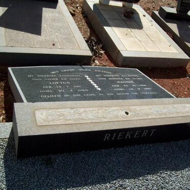 RIEKERT Loftus 1911-1980 &amp; Hannie 1916-1997