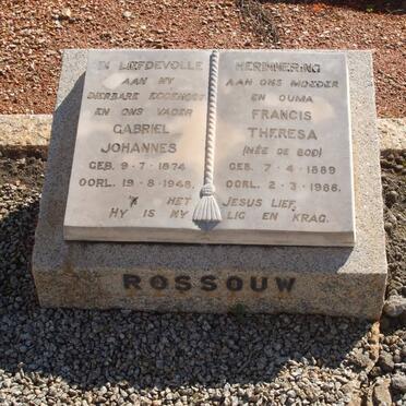 ROSSOUW Gabriel Johannes 1874-1948 &amp; Francis Theresa DE BOD 1889-1966