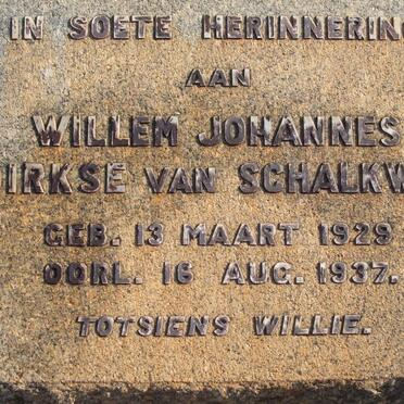 SCHALKWYK Willem Johannes, Dirkse van 1929-1937