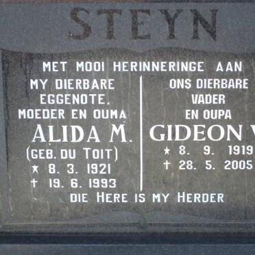 STEYN Gideon V. 1919-2005 &amp; Alida M. DU TOIT 1921-1993