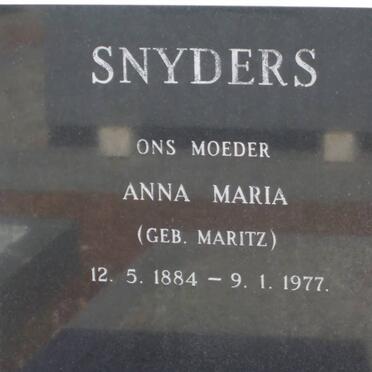 SNYDERS Anna Maria nee MARITZ 1884-1977