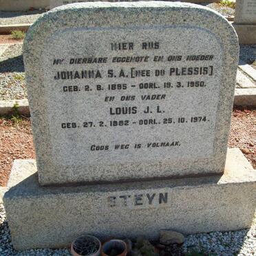 STEYN Louis J.L. 1882-1974 &amp; Johanna S.A. DU PLESSIS 1895-1950