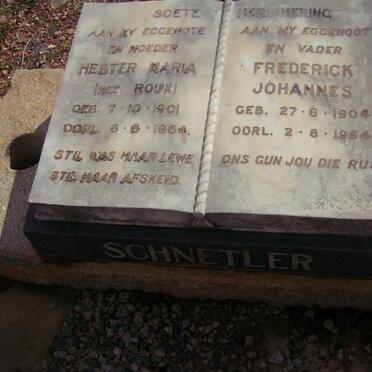 SCHNETLER Frederick Johannes 1904-1984 &amp; Hester Maria ROUX 1901-1954